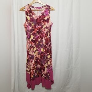 NWOT LOGO Knit Sleeveless Maxi Dress Pink FLoral Medium